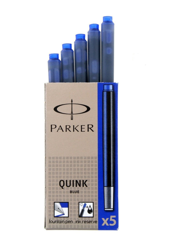 Parker Quink Long Ink Refill Cartridge for Fountain Pens Blue (Pack 5) - 1950403 - UK BUSINESS SUPPLIES