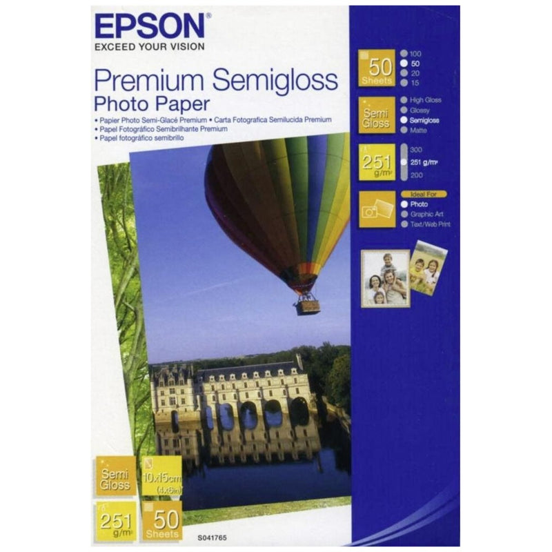 Epson Semi Glossy Photo Paper 10 x 15cm 50 Sheets - C13S041765 - UK BUSINESS SUPPLIES