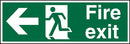 Stewart Superior Fire Exit Left Sign 450x150mm - SP120SAV-450X150 - UK BUSINESS SUPPLIES