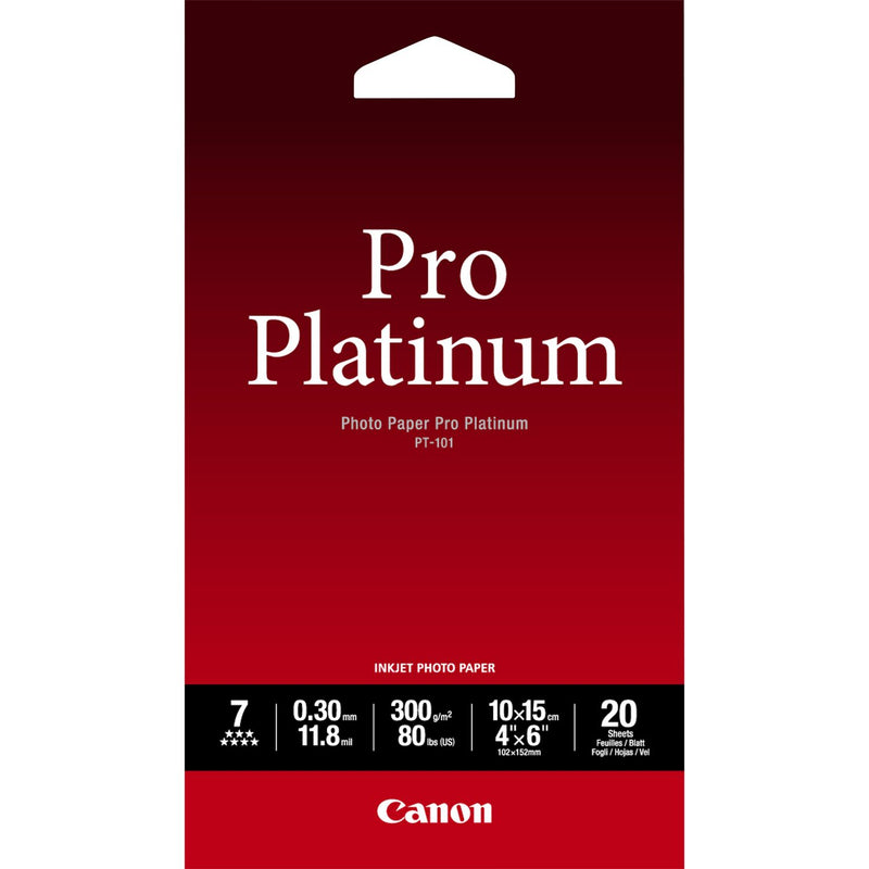 Canon PT-101 Pro Photo Paper 20 Pack 10 x 15cm - 2768B013 - UK BUSINESS SUPPLIES