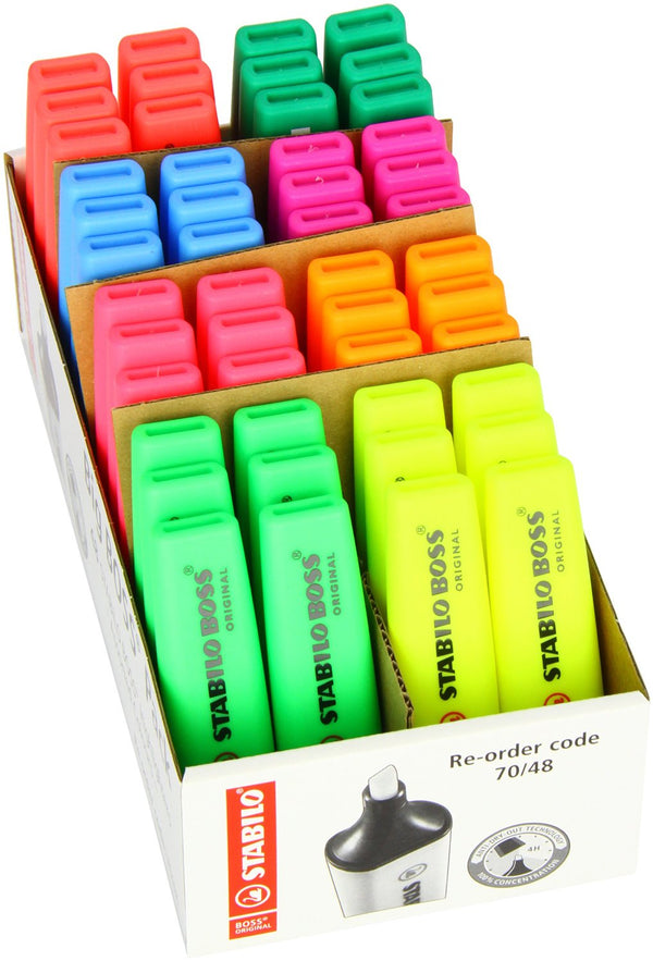 STABILO BOSS ORIGINAL Highlighter Storepack Chisel Tip 2-5mm Line 8 Assorted Colours (Pack 48) - UK/70/48-2 - UK BUSINESS SUPPLIES