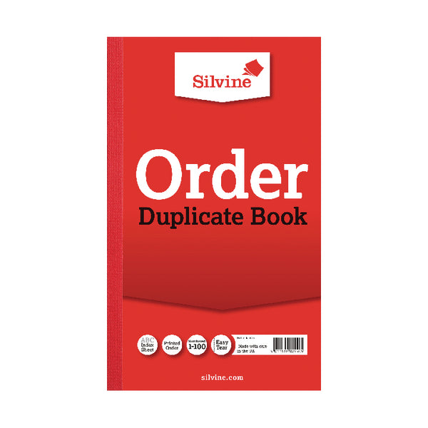 Silvine 210x127mm Duplicate Order Book Carbon Ruled 1-100 Taped Cloth Binding 100 Sets (Pack 6) - 610 - UK BUSINESS SUPPLIES