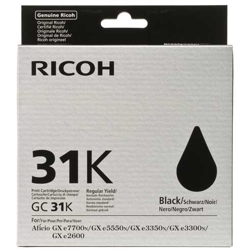 Ricoh GC31K Black Standard Capacity Gel Ink Cartridge 1.92k pages for GXE3350N - 405688 - UK BUSINESS SUPPLIES
