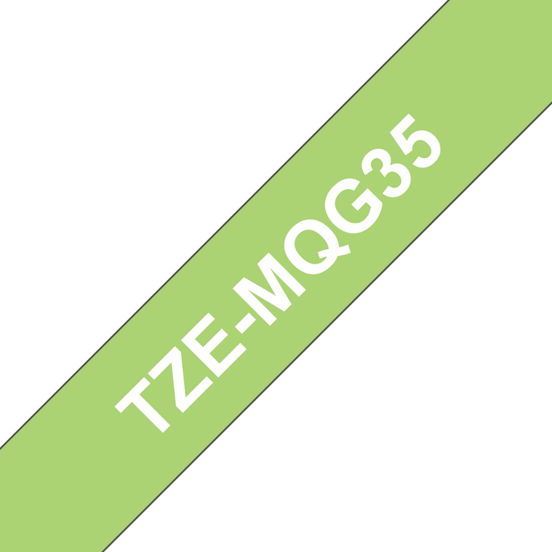 Brother White On Lime Green Label Tape 12mm x 5m - TZEMQG35 - UK BUSINESS SUPPLIES