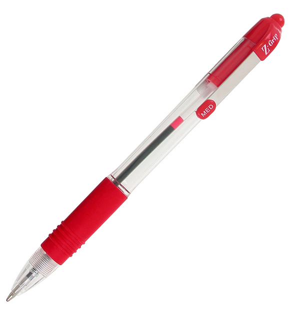 Zebra Z-Grip Retractable Ballpoint 1.0mm Tip Red (Pack 12) - 22230 - UK BUSINESS SUPPLIES