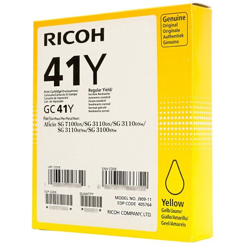 Ricoh GC41Y Yellow Standard Capacity Gel Ink Cartridge 2.2k pages - 405764 - UK BUSINESS SUPPLIES