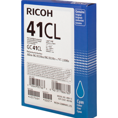 Ricoh GC41CL Cyan Standard Capacity Gel Ink Cartridge 600 pages - 405766 - UK BUSINESS SUPPLIES