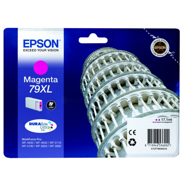 Epson 79XL Tower of Pisa Magenta High Yield Ink Cartridge 17ml - C13T79034010 - UK BUSINESS SUPPLIES