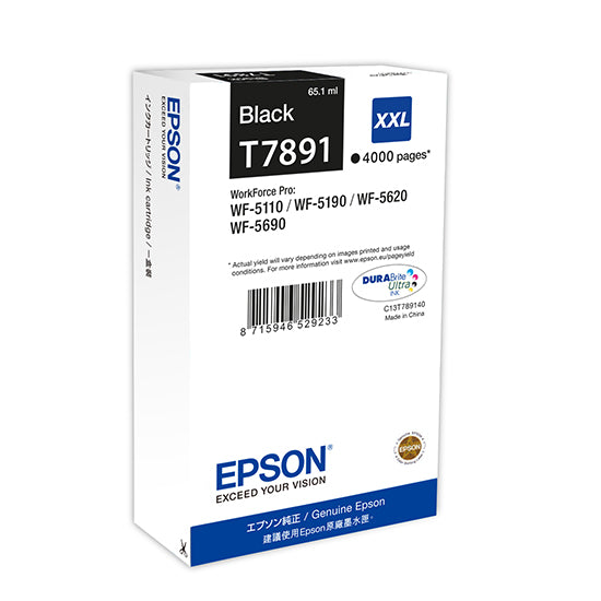 Epson T7891XXL Black High YieId Ink Cartridge 65ml - C13T789140 - UK BUSINESS SUPPLIES