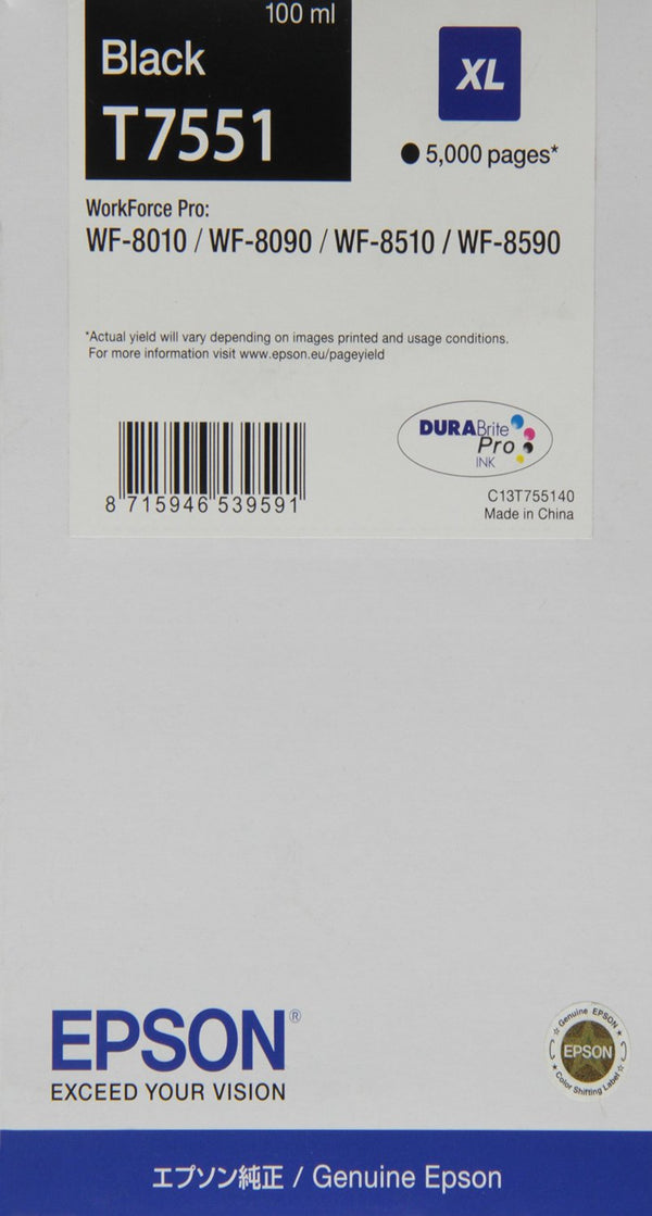 Epson T7551 Black Ink Cartridge 100ml - C13T755140 - UK BUSINESS SUPPLIES