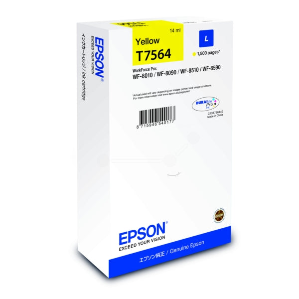 Epson T7564 Yellow Ink Cartridge 14ml - C13T756440 - UK BUSINESS SUPPLIES