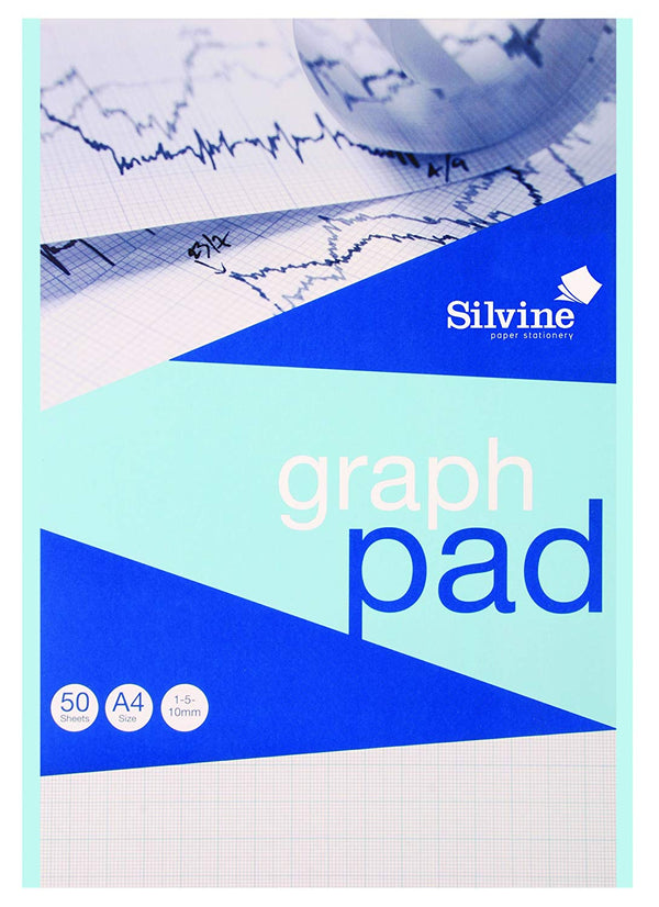 Silvine A4 Graph Pad 1/5/10mm 90gsm 50 Sheets White/Blue Grided Paper (Pack 12) - A4GP - UK BUSINESS SUPPLIES