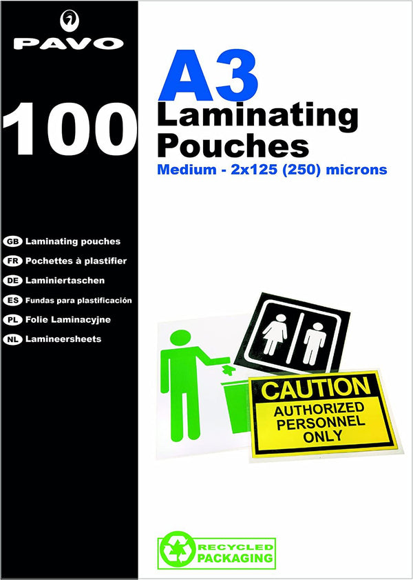 Pavo Laminating Pouch 2x125 Micron A3 Gloss (Pack 100) 8005895 - UK BUSINESS SUPPLIES