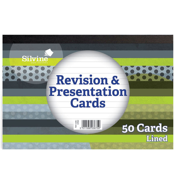 Silvine Revision and Presentation Cards Ruled 152x102mm White (Pack 50) - CR50 - UK BUSINESS SUPPLIES