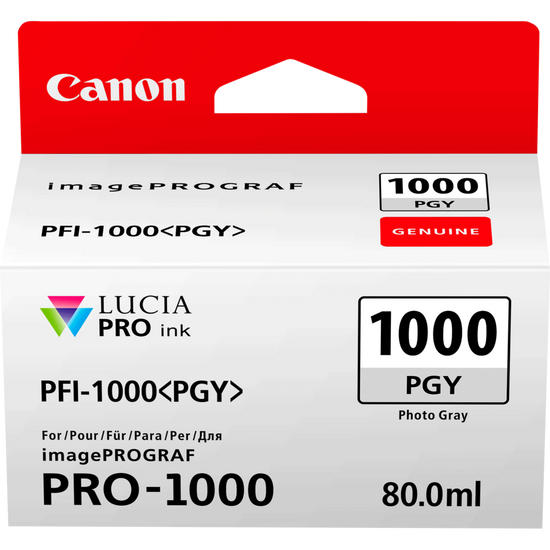 Canon PFI1000PGY Photo Grey Standard Capacity Ink Cartridge 80ml - 0553C001 - UK BUSINESS SUPPLIES