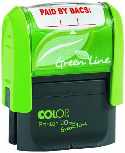 Colop Green Line P20 Self Inking Word Stamp PAID BY BACS 35x12mm Red Ink - C144837BAC - UK BUSINESS SUPPLIES