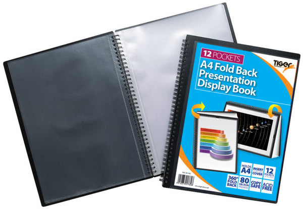 Tiger A4 Fold Back Display Book 12 Pocket Black - 301782 - UK BUSINESS SUPPLIES