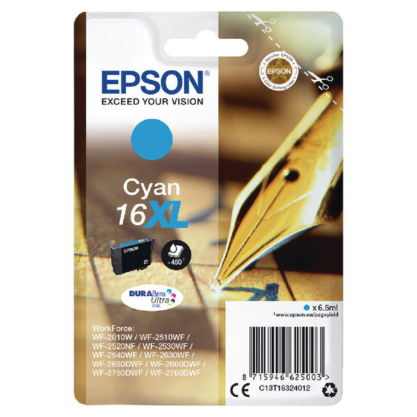 Epson 16XL Pen and Crossword Cyan High Yield Ink Cartridge 6.5ml - C13T16324012 - UK BUSINESS SUPPLIES