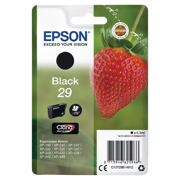 Epson 29 Strawberry Black Standard Capacity Ink Cartridge 5ml - C13T29814012 - UK BUSINESS SUPPLIES
