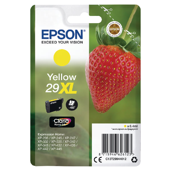 Epson 29XL Strawberry Yellow High Yield Ink Cartridge 6ml - C13T29944012 - UK BUSINESS SUPPLIES