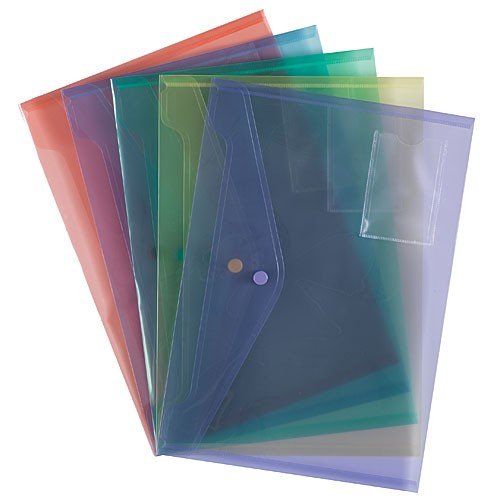 ValueX Popper Wallet Polypropylene A4 Assorted Colours (Pack 5) - 8811asst/1 - UK BUSINESS SUPPLIES