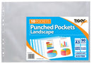 Tiger Multi Punched Pocket Polypropylene A3 45 Micron Top Opening Landscape Clear (Pack 10) - 301245 - UK BUSINESS SUPPLIES