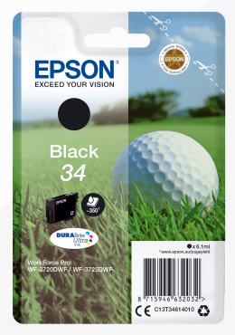 Epson 34 Golfball Black Standard Capacity Ink Cartridge 6ml - C13T34614010 - UK BUSINESS SUPPLIES