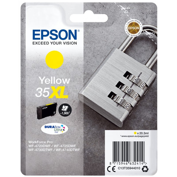 Epson 35XL Padlock Yellow High Yield Ink Cartridge 20ml - C13T35944010 - UK BUSINESS SUPPLIES