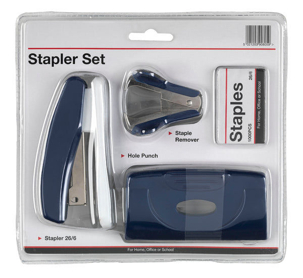 ValueX Stapler Staple Remover and Hole Punch Set Blue - SPSET03 - UK BUSINESS SUPPLIES