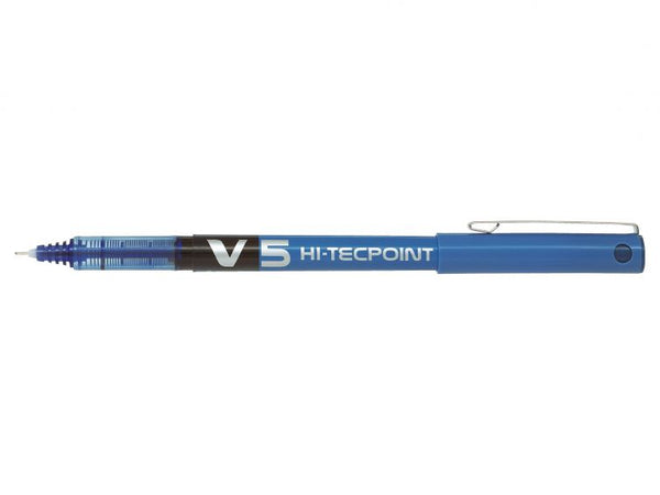Pilot V5 Hi-Tecpoint Liquid Ink Rollerball Pen 0.5mm Tip 0.3mm Line Blue (Pack 20) - 3131910516514 - UK BUSINESS SUPPLIES