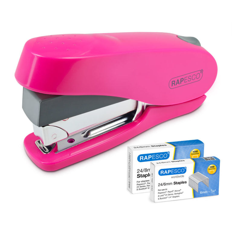 Rapesco Luna Less Effort Half Strip Stapler 50 Sheet Pink - 1468 - UK BUSINESS SUPPLIES