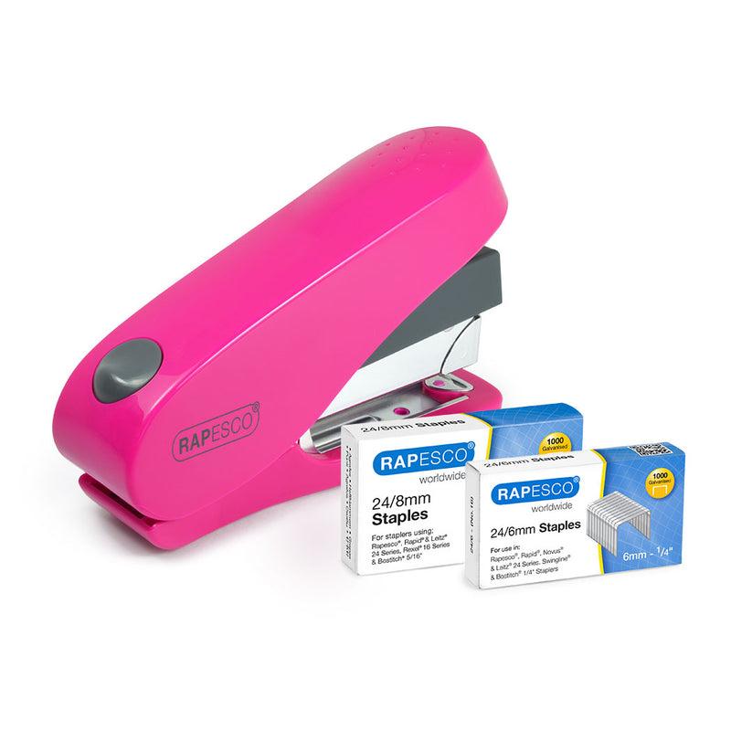 Rapesco Luna Less Effort Half Strip Stapler 50 Sheet Pink - 1468 - UK BUSINESS SUPPLIES