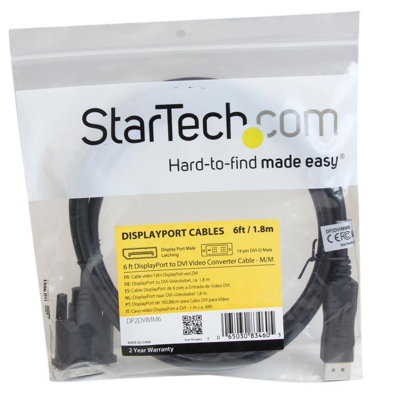 StarTech.com 6ft DisplayPort to DVI Video Cable - UK BUSINESS SUPPLIES