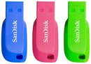 SanDisk 16GB USB 2.0 Cruzer Blade Flash Drives 3 Pack Blue Green and Pink - UK BUSINESS SUPPLIES