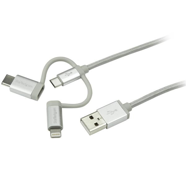 StarTech.com 1M 3 in 1 Lightening USB Cable - UK BUSINESS SUPPLIES