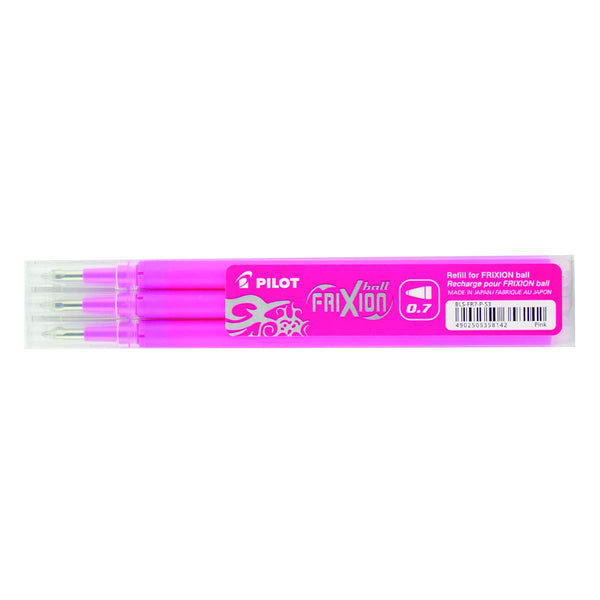 Pilot Refill for FriXion Ball/Clicker Pens 0.7mm Tip Pink (Pack 3) - 75300309 - UK BUSINESS SUPPLIES