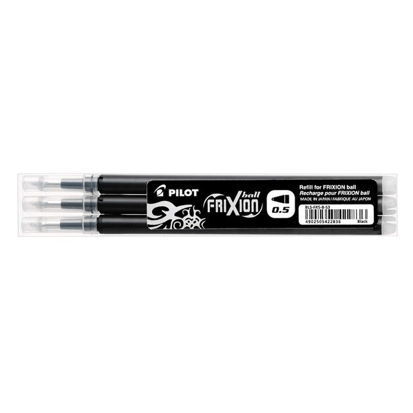 Pilot Refill for FriXion Ball/Clicker Pens 0.5mm Tip Black (Pack 3) - 77300301 - UK BUSINESS SUPPLIES
