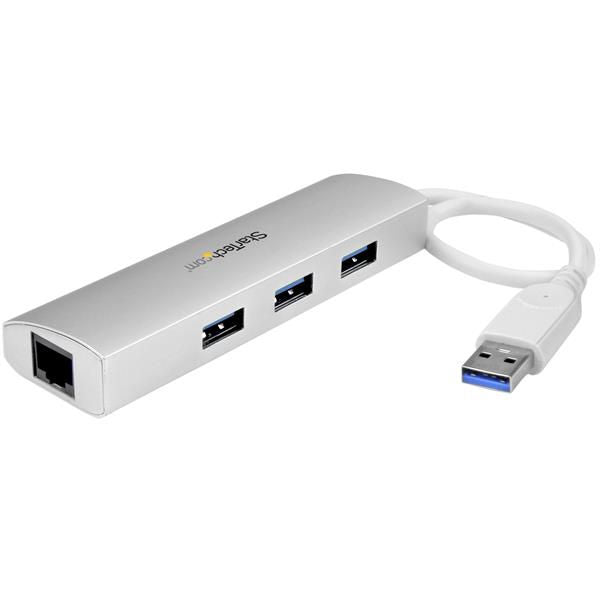 StarTech.com 3 Port Portable USB3 Hub and GB Ethernet - UK BUSINESS SUPPLIES