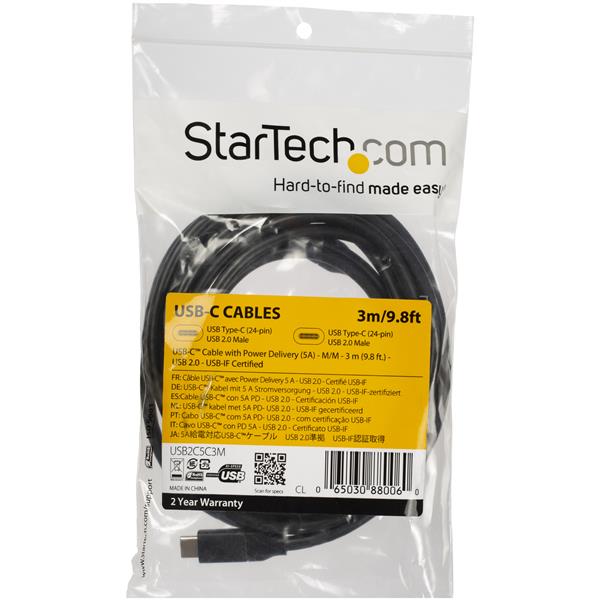 StarTech.com 3m USBC Cable with 5A Power Delivery MM - UK BUSINESS SUPPLIES