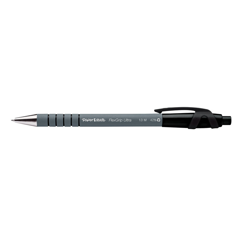 Paper Mate Flexgrip Ultra Retractable Ballpoint Pen 1.0mm Tip 0.5mm Line Black (Pack 5) - 2027751 - UK BUSINESS SUPPLIES