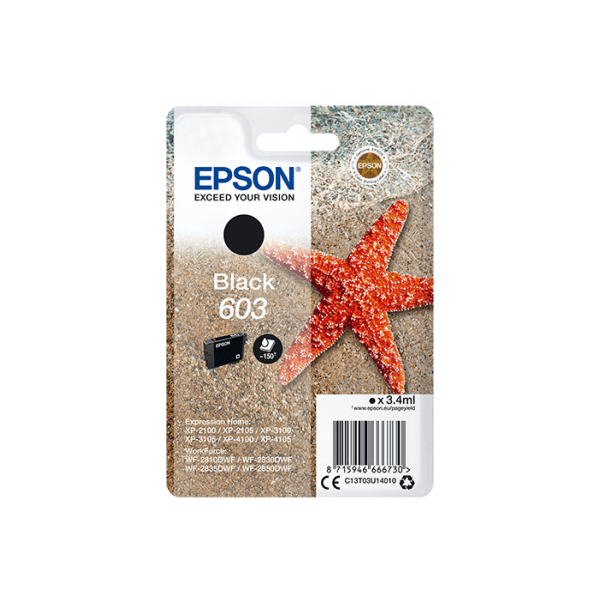 Epson 603 Starfish Black Standard Capacity Ink Cartridge 3.4ml - C13T03U14010 - UK BUSINESS SUPPLIES