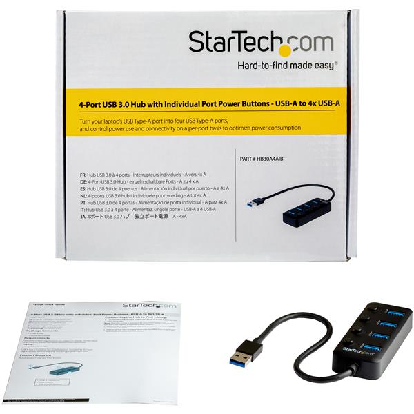 StarTech.com USB3 4 Port Hub with On and Off Switches - UK BUSINESS SUPPLIES
