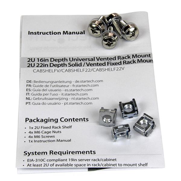 StarTech.com 2U 22in Vented Rack Mount Shelf 22kg - UK BUSINESS SUPPLIES