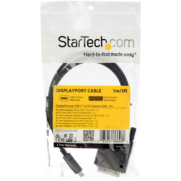 StarTech.com 1m USB C to DVI Adapter Cable Black - UK BUSINESS SUPPLIES