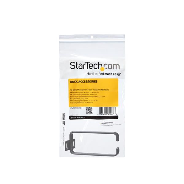StarTech.com 1U Vertical Rack Cable Mgmt D Ring Hook - UK BUSINESS SUPPLIES