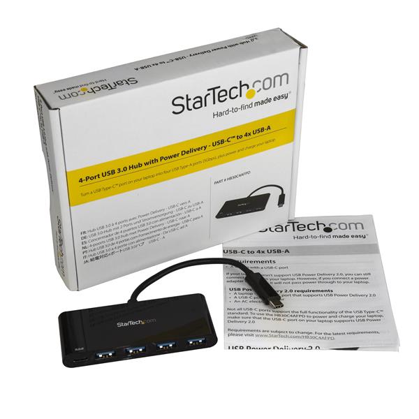 StarTech.com 4 Port USB C Hub with PD C to A USB 3.0 - UK BUSINESS SUPPLIES