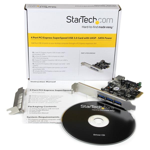 StarTech.com 4 Port PCIe USB 3.0 Adapter Card - UK BUSINESS SUPPLIES