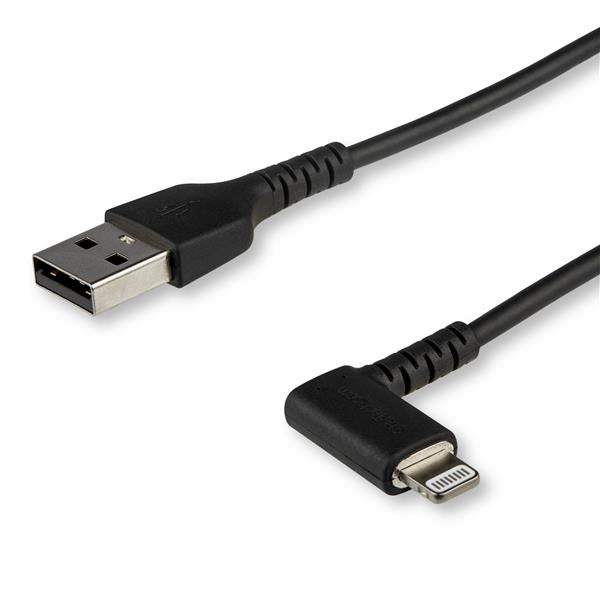 StarTech.com 2m Angled Lightning to USB Black Cable - UK BUSINESS SUPPLIES