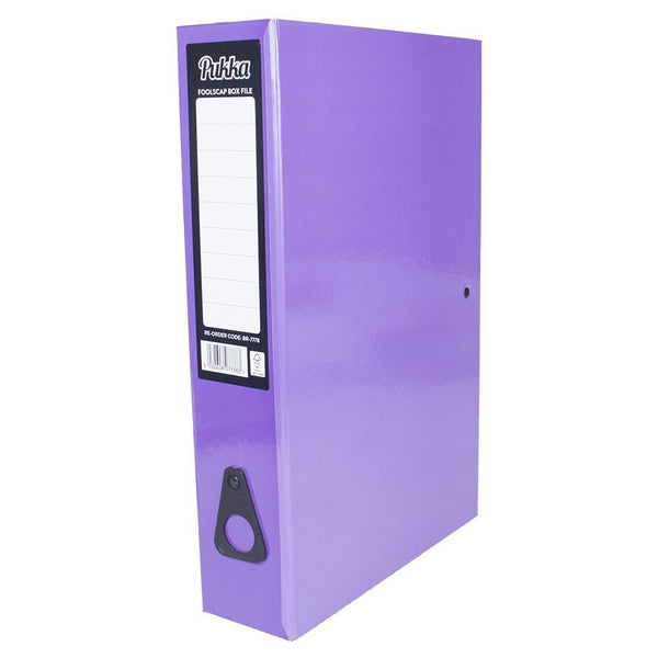 Pukka Brights Box File Foolscap Gloss Laminated Paper Board 75mm Spine Purple (Pack 10) BR-7778 - UK BUSINESS SUPPLIES