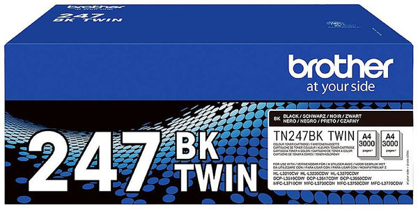Brother Black Toner Cartridge Twin Pack 2 x 3k pages (Pack 2) - TN247BK - UK BUSINESS SUPPLIES